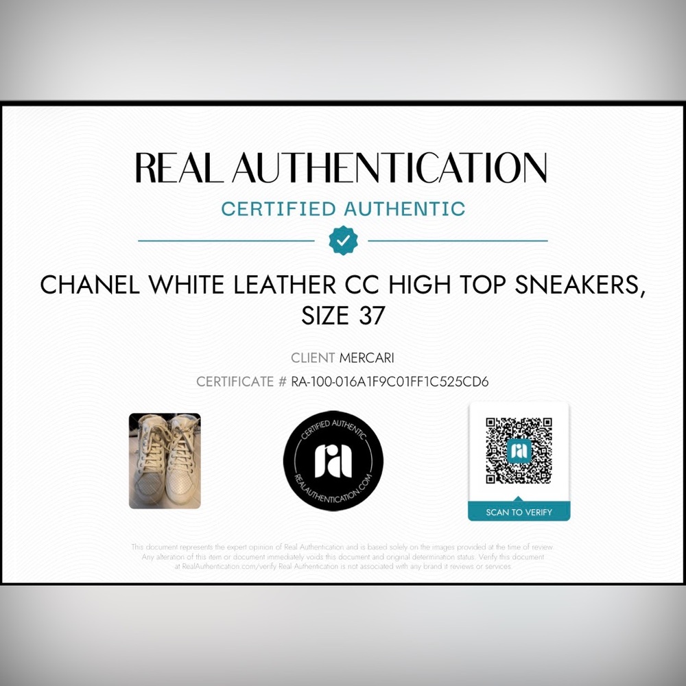 Hot Deal: Chanel White Leather CC High Top Sneakers w/Side Zippers - Picture 9 of 9